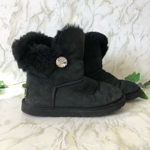 UGG Bailey Button Bling Boot, Black Size 9
